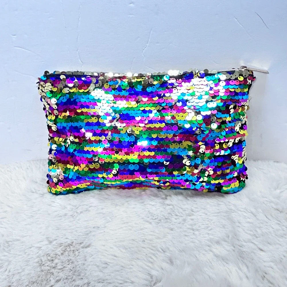 Sparkling Sequin Cosmetic Pouch Bag Clutch/Purse Mermaid Flip Flop Sequin‎